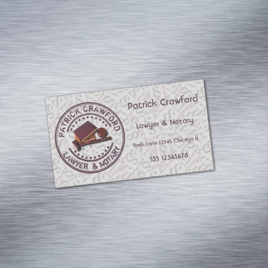 裁判官のハンマーおよび名前の弁護士または公証人オフィス マグネット名刺 (インサイチュ)