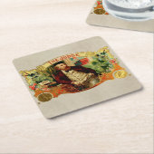 裁判官のヴィンテージのタバコ入れのラベル スクエアペーパーコースター (アングル)