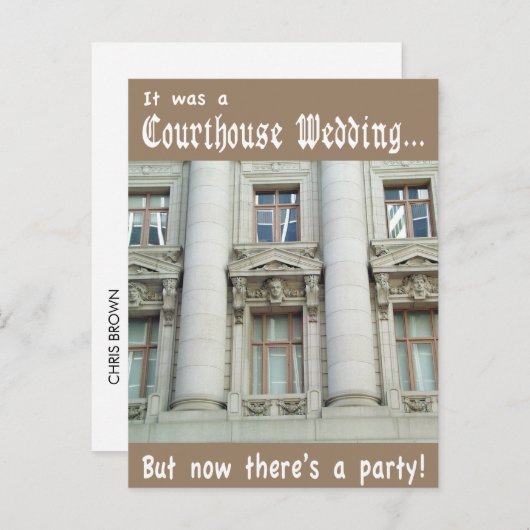 裁判所おもしろいの結婚たった今結婚しました発表 インビテーションポストカード (正面/裏面)