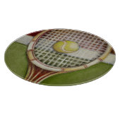 裁判所に置く球が付いているテニスラケット カッティングボード (角)