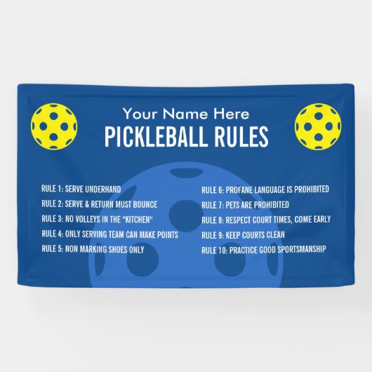 裁判所のピックボールのルールとエチケットのバナー 横断幕 (横)