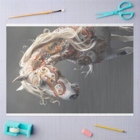 裁判所インディアン色彩の鮮やか馬シリーズの切り離し 薄葉紙 (クラフト)