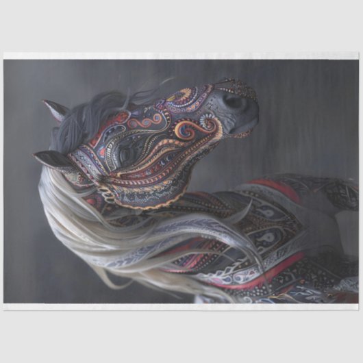 裁判所パープル色彩の鮮やかインディアン馬のデコパージュ 薄葉紙 (正面)