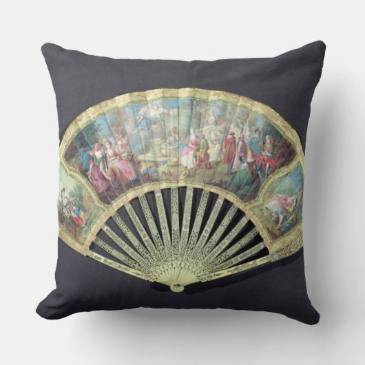 裁判所ファン、フランス語、18世紀(アイボリーおよびw/c クッション (正面)