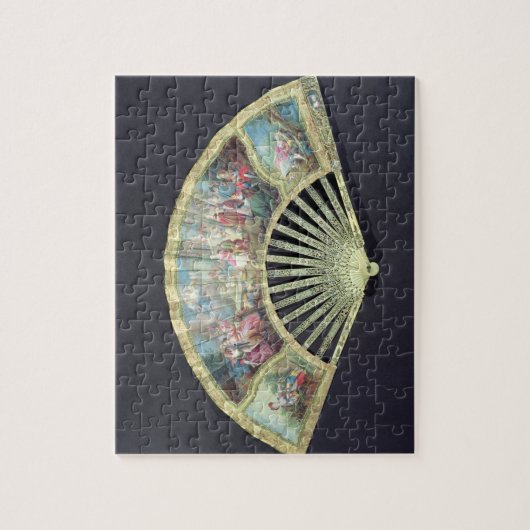 裁判所ファン、フランス語、18世紀(アイボリーおよびw/c ジグソーパズル (縦)