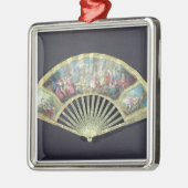 裁判所ファン、フランス語、18世紀(アイボリーおよびw/c メタルオーナメント (左)