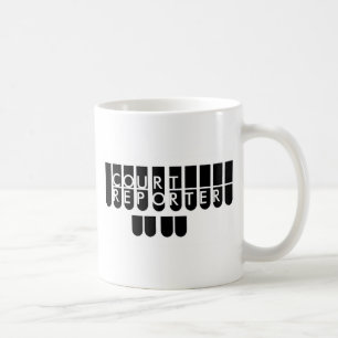 裁判所レポーター鍵白黒 コーヒーマグカップ