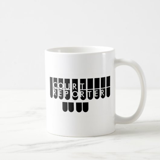 裁判所レポーター鍵白黒 コーヒーマグカップ (右)