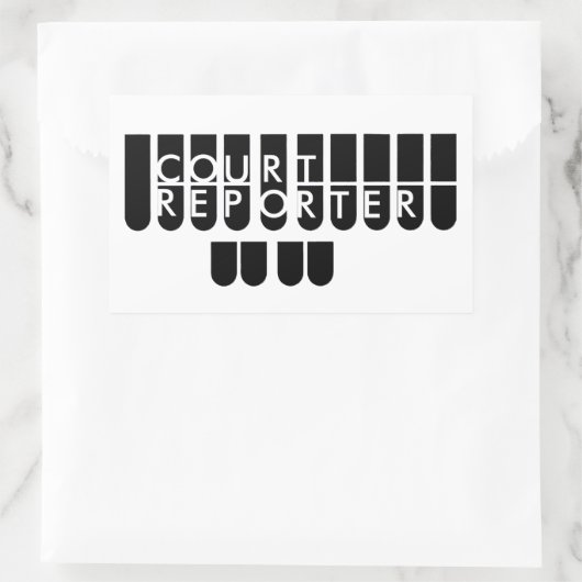 裁判所レポーター鍵白黒 長方形シール (バッグ)