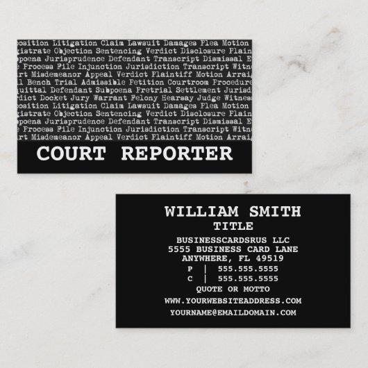 裁判所報告者の法律用語 名刺 (正面/裏面)