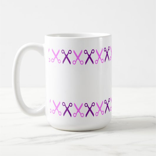 裁断スタイリッシュ鋏の美容師 コーヒーマグカップ (左)