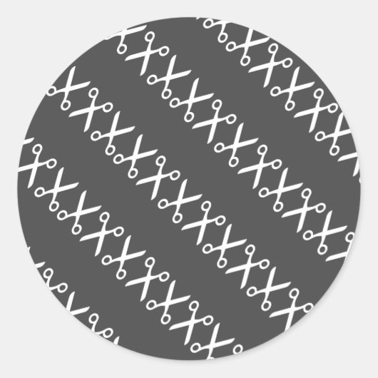 裁断スタイリッシュ鋏の美容師 ラウンドシール (正面)