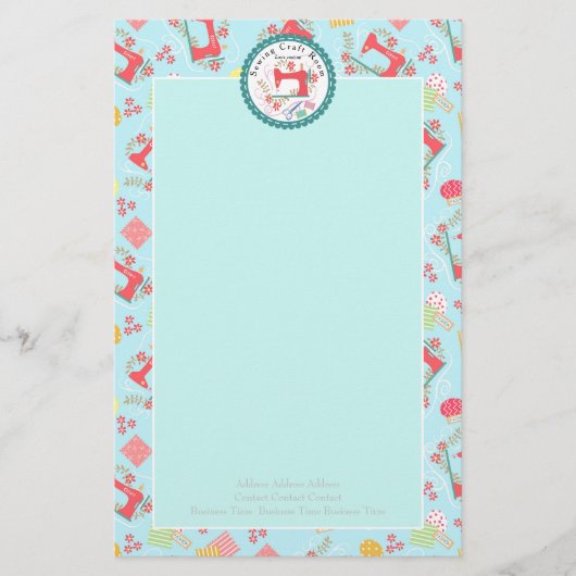 裁縫かわいいフォトブルー 便箋 (正面)