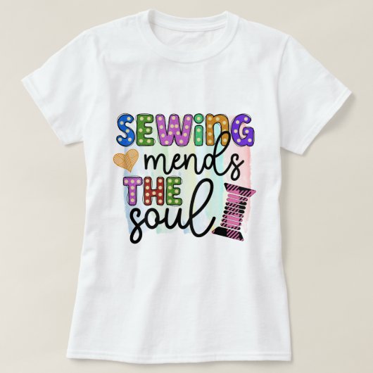 裁縫がソウル・ウィメンズTシャツを繕う Tシャツ (デザイン正面)