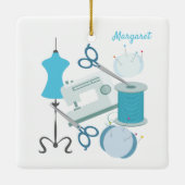 裁縫とキルティングブルー セラミックオーナメント (裏面)