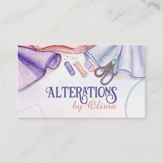 裁縫と変更サービス – Water Color Art 名刺 (正面)