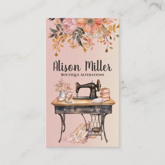 裁縫と変更 – ヴィンテージスタイルアート 名刺 (正面)