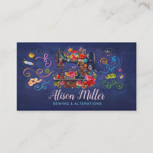 裁縫と変更 – ヴィンテージスタイルアート 名刺 (正面)