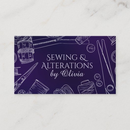 裁縫と変更 – Line Art 名刺 (正面)