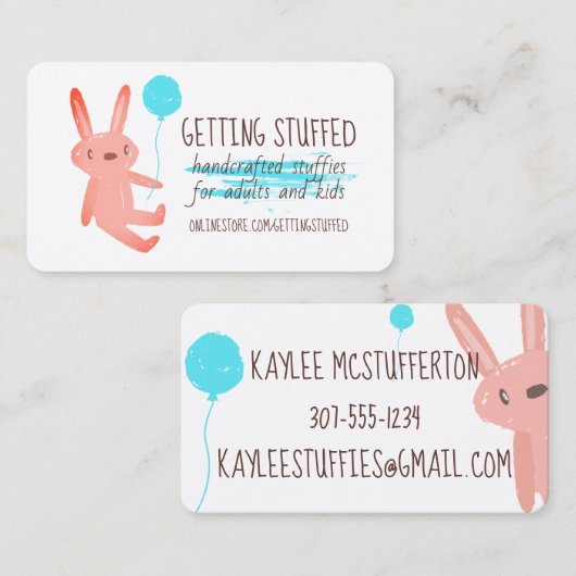 裁縫のお針子で手作りのぬいぐるみ 名刺 (正面/裏面)