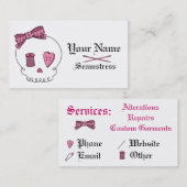 裁縫のスカル(ピンク) 名刺 (正面/裏面)