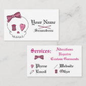 裁縫のスカル(ピンク) 名刺 (正面/裏面)