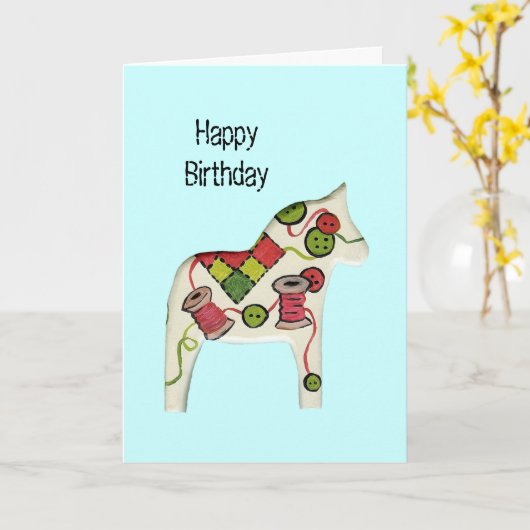 裁縫のテーマのバースデー・カード カード (黄色い花)