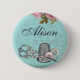 裁縫のテーマの名前入りの記章ボタン 缶バッジ