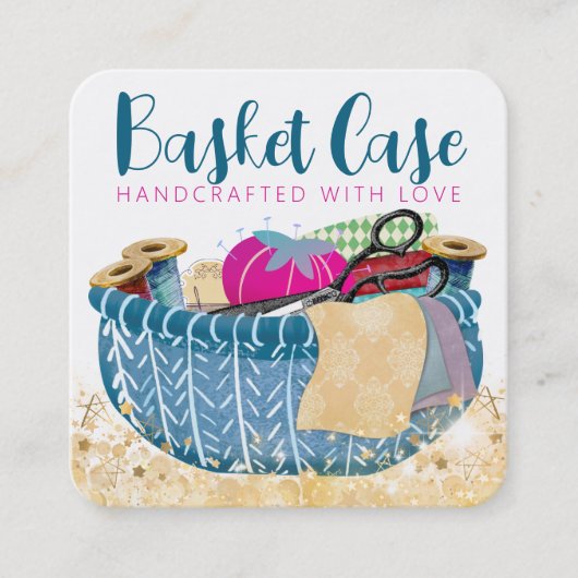 裁縫のバスケットのシーメストレスファブリック工芸品squ スクエア名刺 (正面)