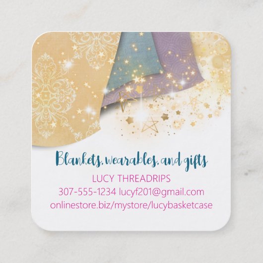 裁縫のバスケットのシーメストレスファブリック工芸品squ スクエア名刺 (裏面)