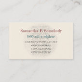 裁縫のマウスのビクトリア時代の人の刺激を受けたなイラストレーション 名刺 (裏面)