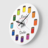 裁縫の指ぬき、針および糸 ラージ壁時計 (傾斜)