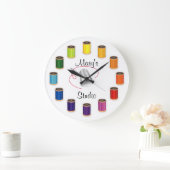 裁縫の指ぬき、針および糸 ラージ壁時計 (ホーム)