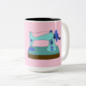 裁縫の日は良い日、ヴィンテージ裁縫機械 ツートーンマグカップ (正面右)