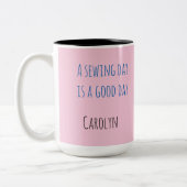 裁縫の日は良い日、ヴィンテージ裁縫機械 ツートーンマグカップ (左)