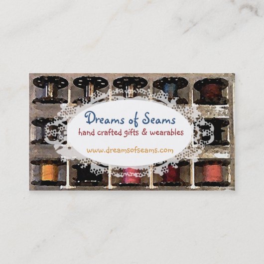 裁縫の概念の糸のボビンの裁縫婦 名刺 (正面)