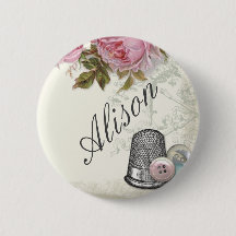 裁縫の概念アイボリー、名前入りの記章