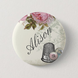 裁縫の概念アイボリー、名前入りの記章 缶バッジ