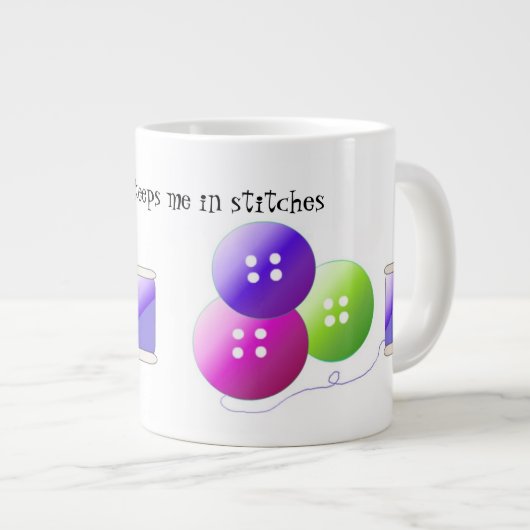 裁縫の発想かわいいことわざ ジャンボコーヒーマグカップ (正面右)