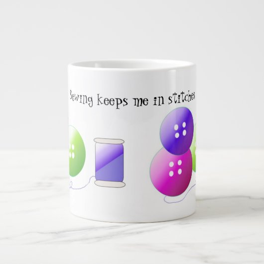 裁縫の発想かわいいことわざ ジャンボコーヒーマグカップ (正面)