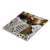 裁縫の糸とレース付きバスケット タイル (側面)