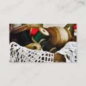 裁縫の糸とレース付きバスケット 名刺 (裏面)