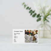 裁縫の糸とレース付きバスケット 名刺 (スタンド正面)