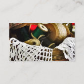 裁縫の糸とレース付きバスケット 名刺 (裏面)