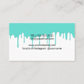 裁縫の裁縫婦のドレスメーカーのモダンなティール（緑がかった色）の滴り 名刺 (裏面)