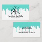 裁縫の裁縫婦のドレスメーカーのモダンなティール（緑がかった色）の滴り 名刺 (正面/裏面)