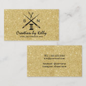 裁縫の裁縫婦のドレスメーカーの金ゴールドのグリッター 名刺 (正面/裏面)