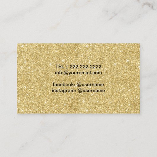 裁縫の裁縫婦のドレスメーカーの金ゴールドのグリッター 名刺 (裏面)