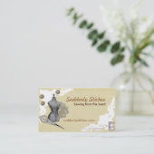 裁縫の裁縫婦のヴィンテージのベージュ名刺 名刺 (スタンド正面)