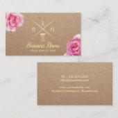 裁縫の裁縫婦の糸及び針の素朴な花柄 名刺 (正面/裏面)